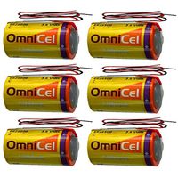 6x OmniCel ER26500 3.6V 8.5Ah Size C Lithium Battery with Wire Leads For Smoke Alarms, Carbon Monoxide Detectors, Intrusion Sensors, Fleet Monitoring, Theft Prevention, Locator Beacons