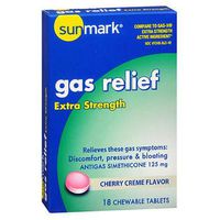 Sunmark Gas Relief, Chewable Tablets, Extra Strength, Cherry Creme Flavor - 18 tablets