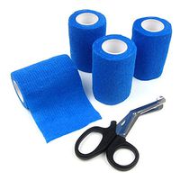 Alfie Pet - Magee Self Adherent Cohesive 4-Piece Wrap Bandages with Scissor Set - Color: Blue, Size: 10cm