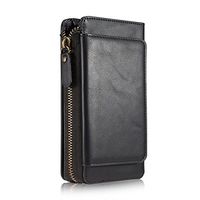 iPhone 8 Case,Vacio Zipper Card Slots Money Pocket Clutch Cover Wallet Retro Vintage Stand Smart Wallet Credit Billfold Pouch Magnetic Phone Sleeve Case for iPhone7/8.(Black)