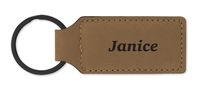 Dimension 9 Laser Engraved, Classic Leatherette Key Ring, Beige (LKR-Janice)