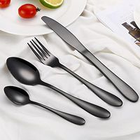 Iuhan 4PCS Set Stainless Steel Upscale Dinnerware Flatware Cutlery Fork Spoon Teaspoon (Black)