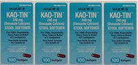 Docusate Calcium 240 MG Stool Softener Softgels Generic for Surfak 100 Softgels Per Bottle Pack of 4 Bottles