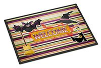 Caroline's Treasures Witch Costume and Broom on Stripes Halloween 18X27 Doormat, 18" x 27", Multicolor