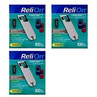 ReliOn Confirm/Micro Blood Glucose Test Strips, 100 Ct (3 Pack)