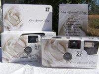 10 Pack Soft White Rose Wedding Disposable 35mm Cameras In Matching Gift Boxes- 27 Exposures Each- With Matching Table Tents