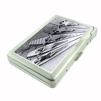 Perfection In Style Metal Cigarette Case with Built in Lighter Vintage Beach Girls Design 002