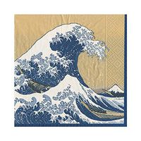 Caspari The Great Wave Paper Luncheon Napkins in Gold, 20 Per Package