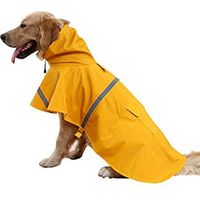 NACOCO Large Dog Raincoat Adjustable Pet Water Proof Clothes Lightweight Rain Jacket Poncho Hoodies with Strip Reflective (XXL, Yellow)...