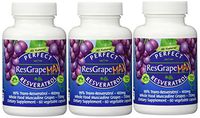 Perfect ResGrape Max, 60 vegetable capsules per bottle(Pack of 3) ~ 99% Trans-Resveratrol & Muscadine Grape ~ Anti-Aging Supplement & Potent Antioxidant
