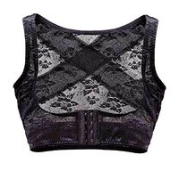 Aexge Women Lace Adjustable Elastic Posture Back Corrector Shoulder Support Chest Breast Support Belt Band (L, Black)