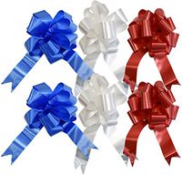 Set of 6 Giant Patriotic Pull Bows! 3 Elegant Colors - Red, White, Blue - 10 Inch Bow - Beautiful Pull Bows Perfect for Decorations for Gifts, Parties, 4th of July, BBQ's, and More! (6)