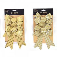 Holiday Essentials Embossed Gold Metallic Christmas Mini Plastic Bows
