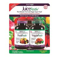 Natrol JuiceFestiv, 240 Capsules (120 FruitFestiv Capsules and 120 VeggieFestiv Capsules - made with organic fruits and vegetables)