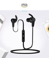 [2 Pack Bluetooth Earphone] - Earphone Bluetooth 4.2 Headset Wireless Headphone with Microphone Earbuds Sport for Earpods Airpods (Black)