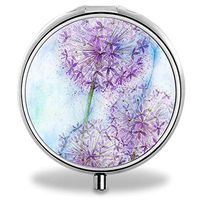 MLONE Pill Organizer - Round Stainless Steel Weekly Pill Case 3 Times-a-Day for Travelling/Pocket/Daily Needs, Medication Box Compartments to Hold Vitamins, Cod Liver Oil, Supplements (with Mirror)