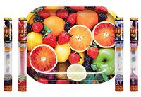 Mini Rolling Tray (Fruit), with Juicy Jay's Juicy Jones Pre-Rolled Cone's (1 Pack of 4 Flavors) - 5 Item Bundle