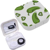 Portable Contact Lens Case Box Travel Kit Mirror + Bottle + Tweezers Container Holder [ Green Chilli Pepper ]