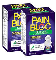 (2-Pack) PainBloc24 Arthritis Pain Relief. Long Lasting Pain Relief Topical Medication for Knee, Back, Neck, Elbows, Hip, Joint, Muscle Pain. Roll-On Maximum Strength OTC Capsaicin 0.25% 0.5Fl Oz
