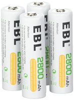 EBL AA 2800mAh High Performance Ni-MH Rechargeable Batteries, 4 Pack