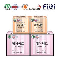 DAYWITH Sanitary Pads Certified Organic Cotton Menstrual Pads Ultra Thin Natural Sanitary Napkins with Wing Type & Linear/Regular 2 Pack (32p) + Panty Liner 2 Pack (40p)