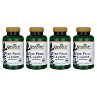 Swanson Amino Acid Free-Form L-Lysine 500 Milligrams 100 Capsules (4 Pack)