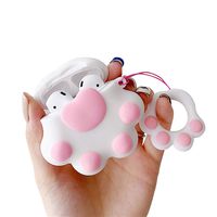 UR Sunshine AirPods Case, Super Cute Funny Dog Paw Shape Soft Silicone Case Cover Protective Skin for Apple AirPods1&2+Paw Ring Lanyard-White