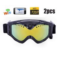 2Pcs WiFi Ski-Sunglass 720P HD Goggles Sports Camera Colorful Double Anti-Fog Lens for Ski with APP Live Image Video Monitoring