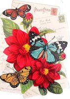 Punch Studio Glitter Gem Embellished Die Cut Notepad ~ Floral Butterfly Postcard