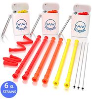 12 PCS Reusable Straws with Case | RED Orange Yellow Collapsible Straw for Travel | FDA Approved Silicone Straws Drinking Reusable | Ideal for Children, Family, Travel
