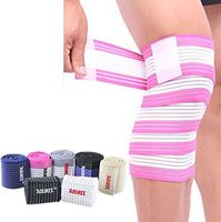 Rungear Elastic Knee Compression Bandage Wraps – Support for Legs, Thighs, Hamstrings Joints Reduce Swelling, Lymphatic Relief Help Recover from Knee Replacement Surgery, 1 Pair (White/Rose)