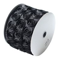 4" Wide x 10 Yards Rose Petal Rosette Ribbon with Wire Edge - Black