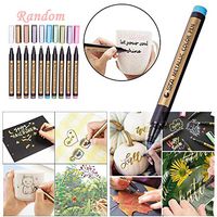 Xisheep Paints Pen, 2PC Metallic Markers Paints Pens Art Glass Paint Writing Markers DIY Card Making Office Stationery Home Decorations, for Home DIY Day Random