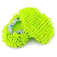 Microfiber Washable Mop Slippers Shoes For Women Floor Dust Dirt Hair Cleaner (Color : Green)
