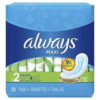 Always Maxi Unscented Pads without Wings, Long/Super, 22 Count