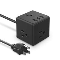 Power Cube, Power Strip Flat Plug JSVER Power Strip with 3 USB Ports 3 Outlets Compact Charging Station with Switch Control 4.92ft Extension Cord for Home, Desktop, iPhone, Travel, Cruise Ship, Office