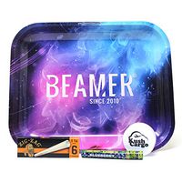Beamer Smoke Rolling Tray Large with Zig Zag Cones and KC Grinder