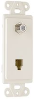 Legrand-Pass & Seymour 26TELTVLACC10, Combination f type coaxial connector and four conductor RJ11 telephone jack, Light Almond.