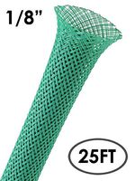 Electriduct 1/8" PET Expandable Braid Sleeving Flexible Wire Mesh Sleeve - 25Ft (Green)