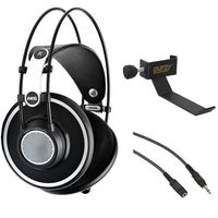 AKG K 702 Reference-Quality Open-Back Circumaural Headphones with Clamp On Headphone Holder and Stereo Mini Male to Stereo Mini Female Extension Cable 25'