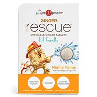 Ginger Rescue - Chewable Ginger Tablets by The Ginger People for Motion Sickness, Nausea, Morning Sickness, Mighty Mango, 24 tabs, Kid Friendly, 5.5 Ounce