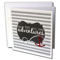 Anchors Away Nautical Themed Stripes - Greeting Cards, 6 x 6 inches, set of 12 (gc_203385_2)