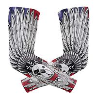 Anyangquji French Bulldog Tribal Feathers American Flag Arm Sleeve Protectiv for Man Elbow Brace for Arthritis (1 Pair)
