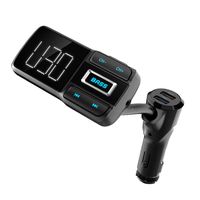 V5.0 Bluetooth Car FM Transmitter Audio Adapter Receiver Wireless Hands Free Car Kit, QC3.0 and Smart 2.4A Dual USB Ports Charger, Bass Booster, AUX Output, TF Card Music Player