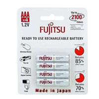 4 Fujitsu HR4UTC AAA Ready-to-use 2,100 times rechargeable batteries NiMH 1.2V 800mAh (Min. 750mAh) Made in Japan