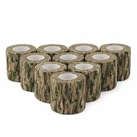 DROK 2.0in 14.76ft Washable Grass Camouflage Cohesive Bandage, 10 Rolls Nonwoven Fabric Self adhering Tape Vet Wrap, Camo Stealth Protective Tape for Flashlight Handle Hunting Accessories
