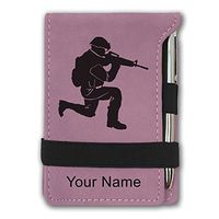 Mini Notepad, Military Soldier, Personalized Engraving Included (Pink)