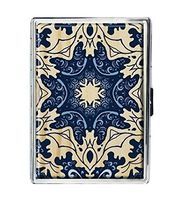 Blue Mandala Design Stainless Steel ID Cigarettes Case Holder Stylish Credit Card Wallet