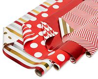 American Greetings Reversible Wrapping Paper, Red and Gold (4 Pack, 120 sq. ft.)
