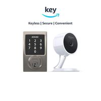 Schlage Connect Zigbee-Certified Smart Deadbolt + Amazon Cloud Cam | Key Smart Lock Kit (Century in Satin Nickel)